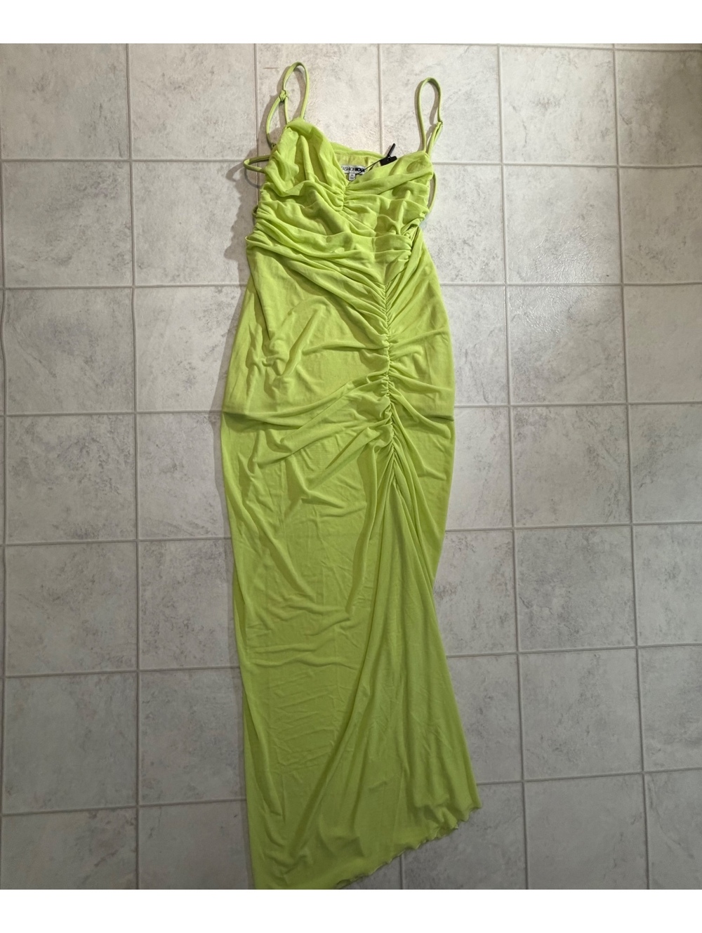 Fashion Nova neon ruched maxi dress